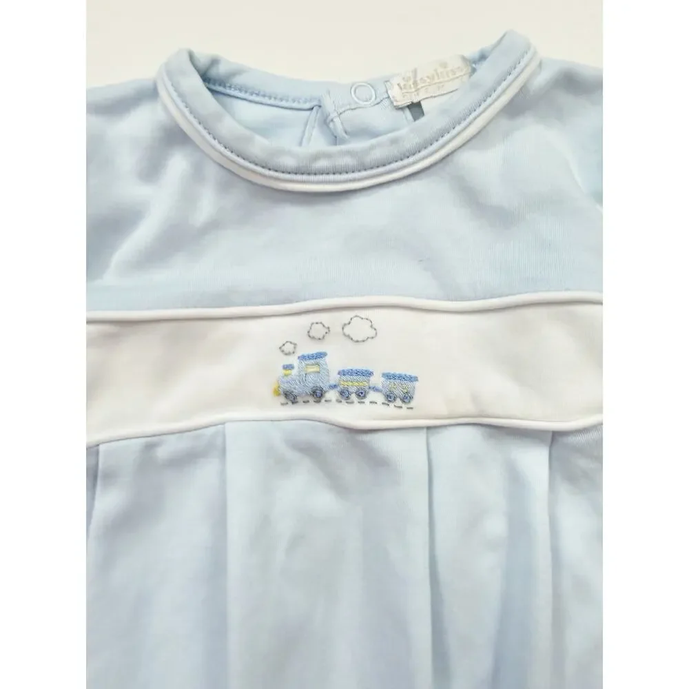 Kissy Kissy Light Blue Train Footie